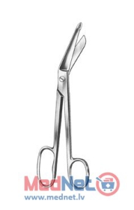 Pārsēju šķēres LISTER, viens loks liels, gali leņķī, garums 18.5 cm