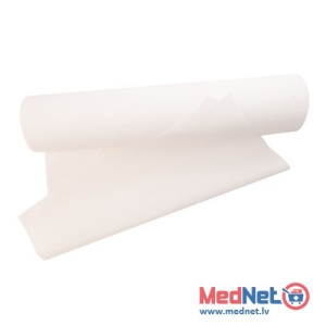 Kušetes papīra pārklājs ar politilēna pārklājumu, rullis, perforēts, 60cm plats, 50m garš