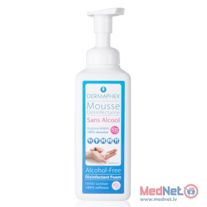 Roku dezinfekcijas līdzeklis putas DERMAPHEX® bez alkohola, parabēniem, ar jonizētu ūdeni, 600 ml ar dozatoru, APHEX BIOCLEAN SAS
