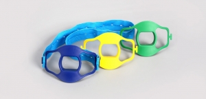 Bite Block 27mmx22mm, disposable, with blue rubberized fabric strap, EN10126K