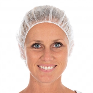Hat BETTINA, disposable, polypropylene, d-53cm, White, 100pcs