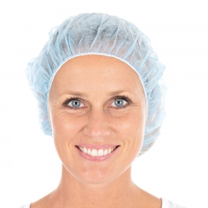 Hat BETTINA, disposable, polypropylene, d-60cm, blue, 100pcs