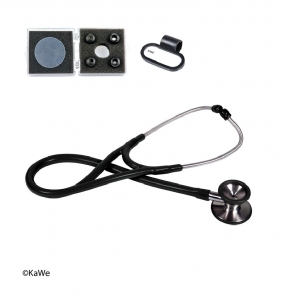 Stethoscope Profi-Cardiology with one pipe, stainless steel, black, double head, d 45mm, length 64cm