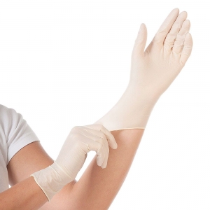 Latex gloves MED GRIP natural, powder-free, white, size L, 100 pcs