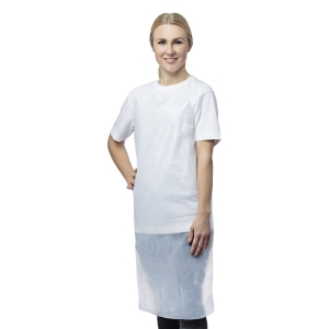 NITRAS PE apron, white, in a package of 10 pcs
