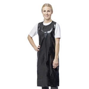 NITRAS PE apron, black, in a package of 5 pcs