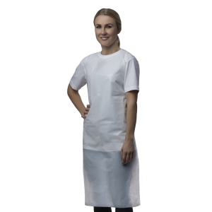 NITRAS PE apron, white, lenght 76x125 cm, in a package of 10 pcs