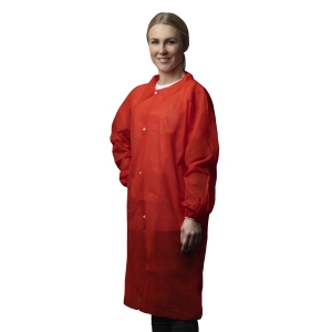 NITRAS PP visitor coat with shirt collar 2XL, red, 50 pcs