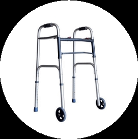 Walker for the elderly with adjustable height, with 2 wheels, foldable