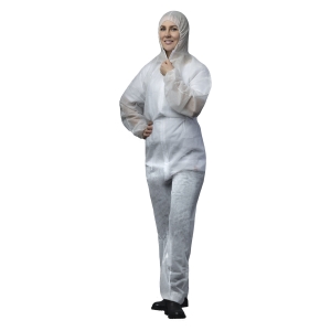NITRAS PP overalls, white, hood, sizes - L, XL, 2XL, 3XL, 50 pcs