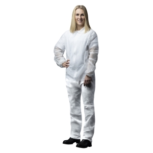 NITRAS PP kombinezons ar apkakli, balts, izmēri L, XL, 2XL, 3XL, 50 gab