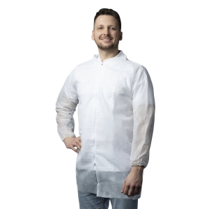 NITRAS PP apmeklētāju mētelis ar rāvējslēdzēju, balts izmērs-2XL, 50 gab