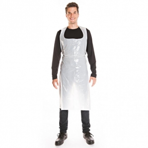 Apron, polyethylene, tieable, size 117 x 69 cm, white, in package 200 pcs