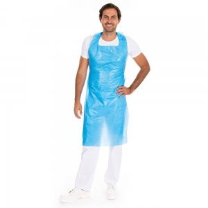 Apron, polyethylene, tieable, size 120 x 75cm, blue color, in package 50pcs