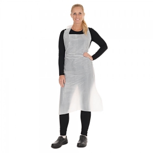 Apron, polyethylene, size 140 x 75cm, white color, in package 100pcs
