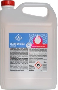 DEZINFEKCIJAS LĪDZEKLIS rokām, virsmām, inventāram (etanols 70%), 5L(Spirtu saturošs)