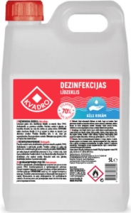 DEZINFEKCIJAS LĪDZEKLIS (gēls rokām, etanols 70%), 5L(Spirtu saturošs)