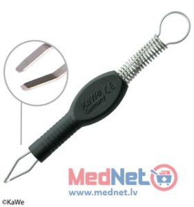 Tick tweezers, stainless steel, sterilizable