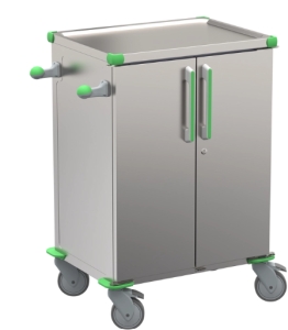 Mobile stainless steel box cart with shelves METAL LINE PROFI - high version