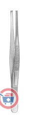 Ķirurģiskā pincete STANDARD, taisni gali, zobi 1x2, garums 11.5 cm, nerūsējošais tērauds